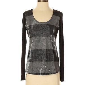 Shimmery striped long sleeve top